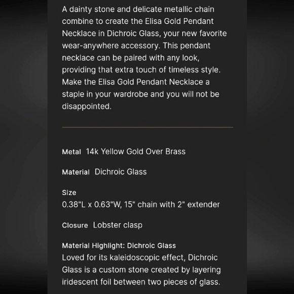 NEW Elisa Kendra Scott Dichroic Glass Gold Necklace - Picture 14 of 14